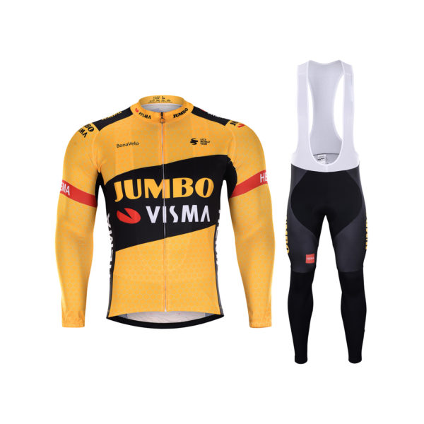 Zimní dres na kolo a zimní cyklistické kalhoty Lotto-Jumbo 2020 Visma