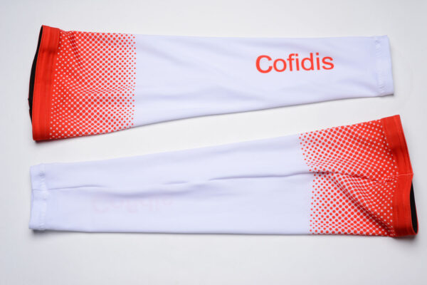 Cyklistické návleky na nohy Cofidis 2020 reálná fotografie